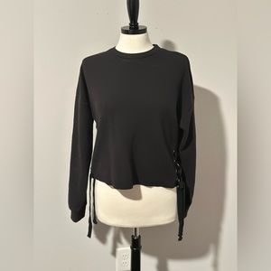 Tobi Black Lace Up Sweater - Size Small